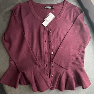 NY&C - wine colored peplum sweater
